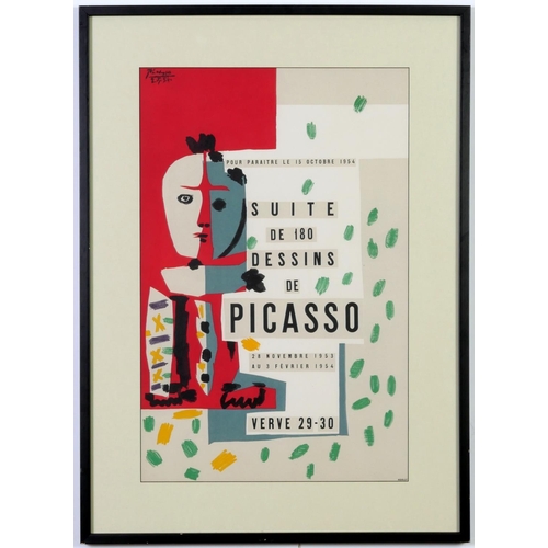 525 - PABLO PICASSO, Rare Affiche 1954 in seven colours, suite de 180 dessins, imp, Mourlot, 61cm x 39.6cm... 