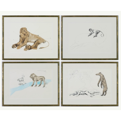 529 - ELISABETH FRINK, Aesops Fables, edition size 250, a set of four, off-set lithographs, 25cm  x 36.5cm... 