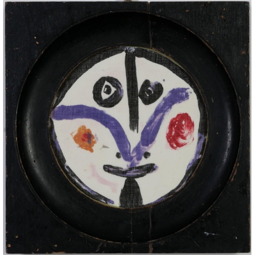 527 - AFTER PABLO PICASSO, Visage on Cotton, late 18th century frame, 15.5cm x 13.5cm.