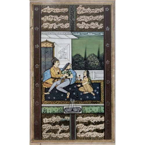 72 - MUGHAL SCHOOL, 19th century, 'A Ragamala scene with noble man and woman with attendant', water colou... 