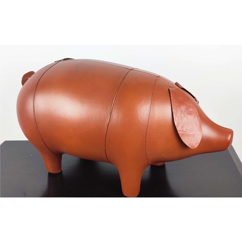 481 - PIG FOOTSTOOL, tan finish, 70cm x 30cm x 40cm approx.