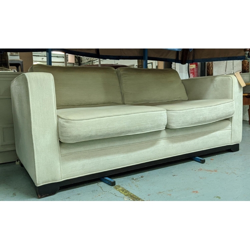 407 - SOFA, ivory fabric upholstered, 173cm W.