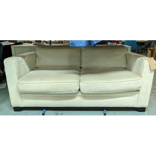 407 - SOFA, ivory fabric upholstered, 173cm W.