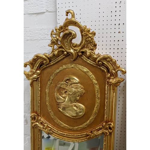 422 - PIER MIRRORS, a pair, Belle Époque style, gilt frames, bevelled plate, 178cm x 53cm. (2)