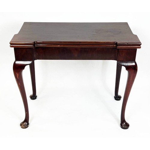 187 - CARD TABLE, 72cm H x 85cm x 42cm, Georgian mahogany with green baize and counter well top above a si... 