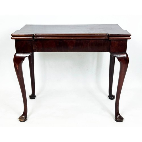 187 - CARD TABLE, 72cm H x 85cm x 42cm, Georgian mahogany with green baize and counter well top above a si... 