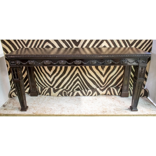 183 - SERVING TABLE, 87cm H x 179cm x 48cm, late Victorian ebonised in Neo Classical taste with two divide... 