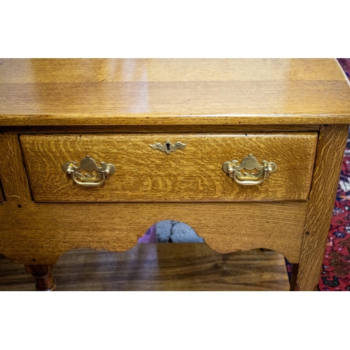 185 - TITCHMARSH AND GOODWIN DRESSER BASE, 77cm H x 167cm x 45cm, Georgian style oak with three drawers.