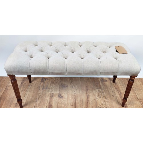 433 - WINDOW SEAT, 98cm x 42cm x 47cm, neutral deep button upholstered.