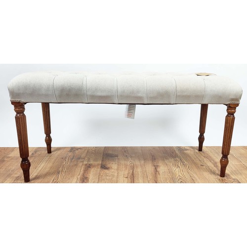 433 - WINDOW SEAT, 98cm x 42cm x 47cm, neutral deep button upholstered.