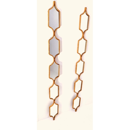 436 - ACCENT WALL MIRRORS, a pair, gilt frames, 144cm x 14cm. (2)