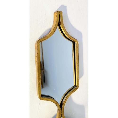 436 - ACCENT WALL MIRRORS, a pair, gilt frames, 144cm x 14cm. (2)