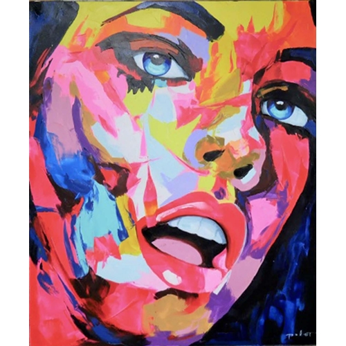 431 - CONTEMPORARY SCHOOL, untitled portrait, acrylic on canvas, 120cm x 100cm.