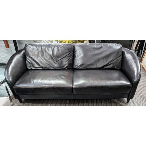 426 - SOFA, dark brown leather upholstered, 220cm W approx.