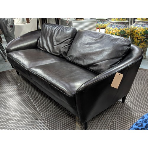 426 - SOFA, dark brown leather upholstered, 220cm W approx.