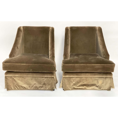 281 - ARMCHAIRS, a pair, Egerton moss green velvet upholstered, 70cm W. (2)