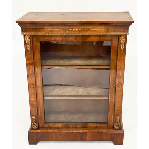 226 - MARQUETRY BOOKCASE, Victorian figured walnut, satinwood marquetry and gilt metal mounted with glazed... 