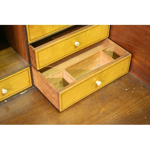 111 - SECRETAIRE BOOKCASE, 110cm W x 57cm D x 236cm, George III mahogany and tulipwood banded with glazed ... 