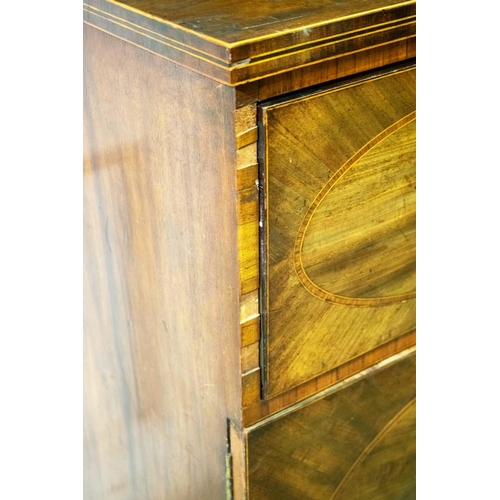 111 - SECRETAIRE BOOKCASE, 110cm W x 57cm D x 236cm, George III mahogany and tulipwood banded with glazed ... 