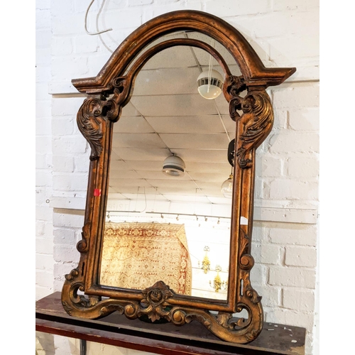 119 - WALL MIRROR, 122cm H x 82cm W, the gilt frame, enclosing a shaped plate.