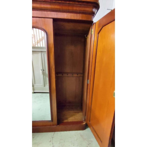 129 - TRIPLE VICTORIAN WARDROBE, 220cm H x 192cm W x 65cm D, mahogany with two panel doors and mirrored ce... 