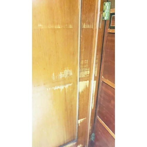129 - TRIPLE VICTORIAN WARDROBE, 220cm H x 192cm W x 65cm D, mahogany with two panel doors and mirrored ce... 