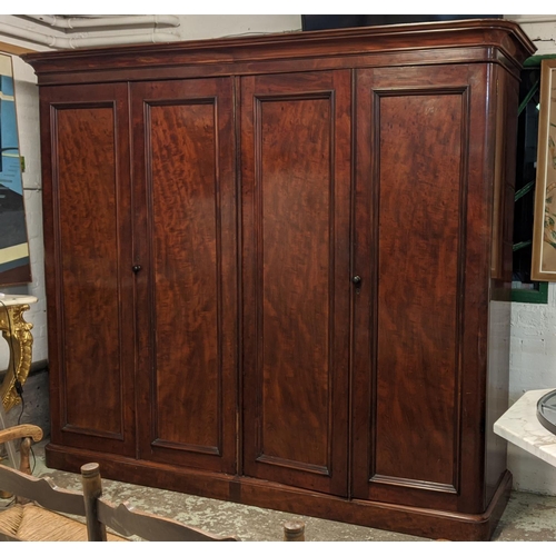 133 - FOUR DOOR WARDROBE, 202cm H x 67cm D x 260cm W, Victorian mahogany, with hanging space.