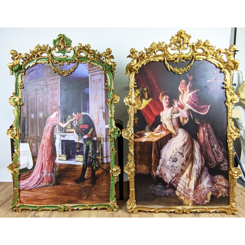 140 - ROMANTICISM PRINTS, 150cm x 95cm, a set of two in gilt frames, one with green detail. (2)