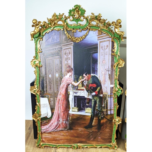 140 - ROMANTICISM PRINTS, 150cm x 95cm, a set of two in gilt frames, one with green detail. (2)