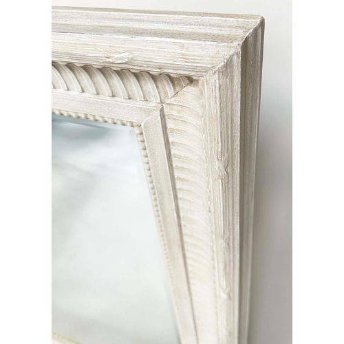 158 - WALL MIRROR, Regency style rectangular grey painted with fluted and beaded frame, 125cm x 95cm.