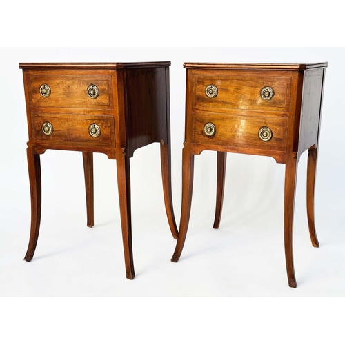 167 - LAMP TABLES, a pair, French design mahogany each with two drawers and swept supports, 39cm W x 36cm ... 