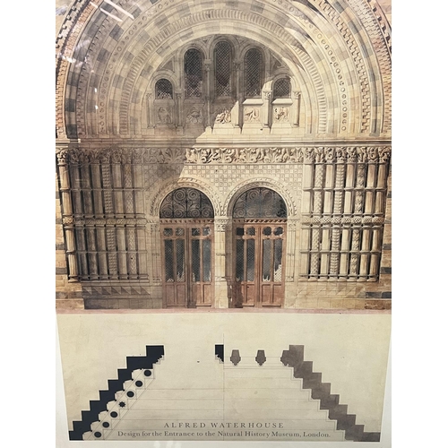 26 - NATURAL HISTORY MUSEUM ENTRANCE, design by Alfred Waterhouse, framed print, 105cm x 75cm.