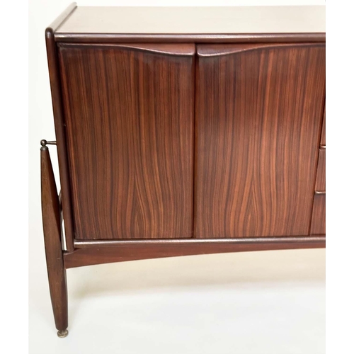 285 - SIDEBOARD, mid 20th century teak Danish style with drawers and doors, 184cm W x 78cm H x 46cm D.