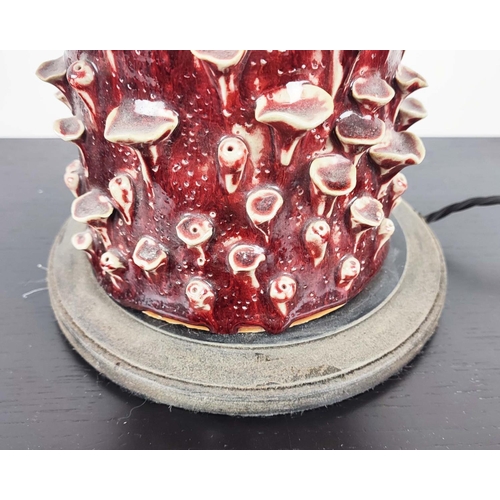 301 - TABLE LAMP, glazed ceramic, coral inspired design, with shade, 65cm H, not including shade.