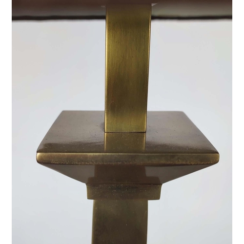 318 - TABLE LAMP, 72cm H, tapering metal column form, with suedette shade.