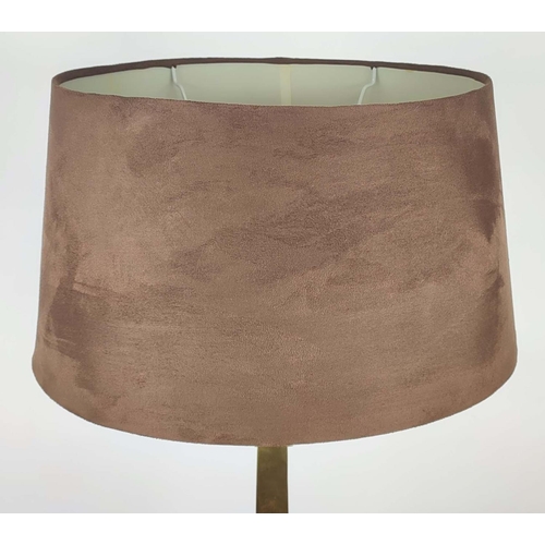 318 - TABLE LAMP, 72cm H, tapering metal column form, with suedette shade.