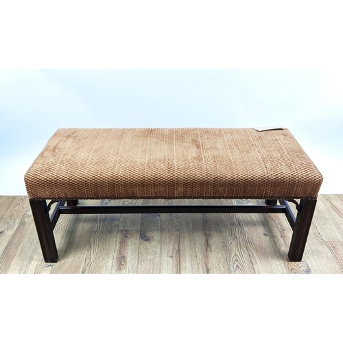 319 - WINDOW SEAT, 42cm x 105cm x 42cm H, brown textured fabric upholstery.