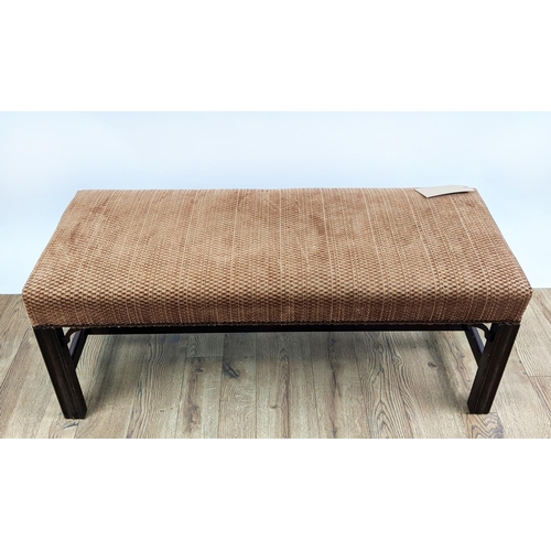 319 - WINDOW SEAT, 42cm x 105cm x 42cm H, brown textured fabric upholstery.