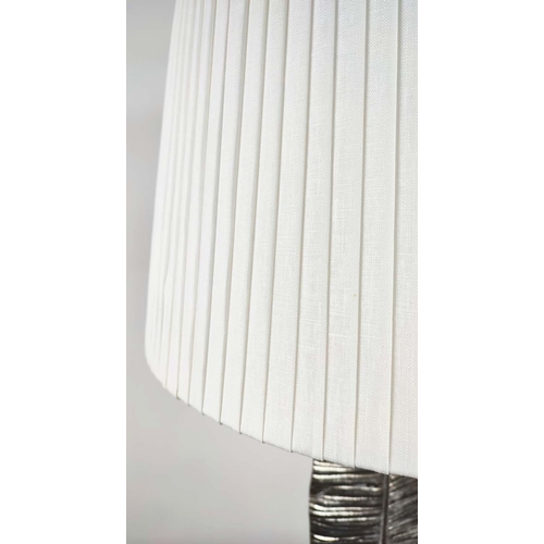 368 - TABLE LAMP, in the form of a metal feather, 79cm tall overall, including shape.