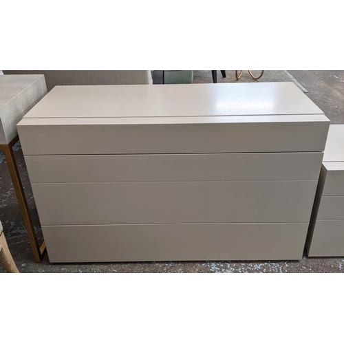 369 - GO MODERN CHEST OF DRAWERS, 120cm W x 53cm D x 73 H and a bedside chest to match, 50cm W x 48cm D x ... 