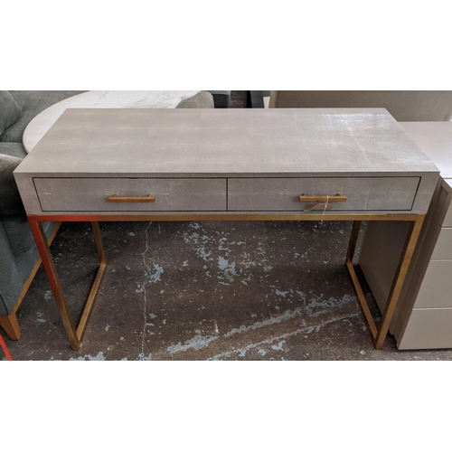 370 - OKA DESK, 121cm W x 50cm D x 79cm H, faux shagreen.