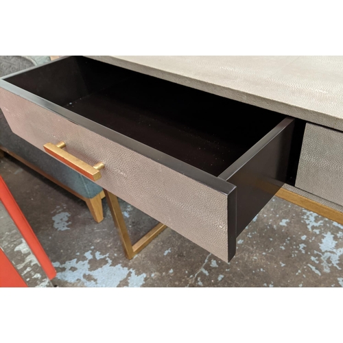 370 - OKA DESK, 121cm W x 50cm D x 79cm H, faux shagreen.