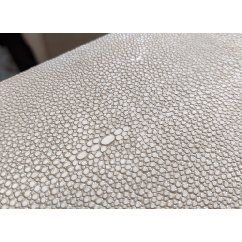 370 - OKA DESK, 121cm W x 50cm D x 79cm H, faux shagreen.