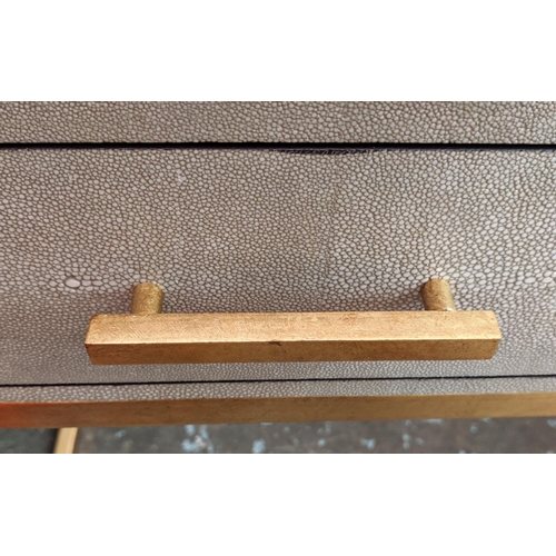 370 - OKA DESK, 121cm W x 50cm D x 79cm H, faux shagreen.