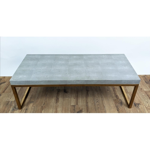 372 - OKA COFFEE TABLE, 120cm W x 51cm D x 40cm H, faux shagreen.