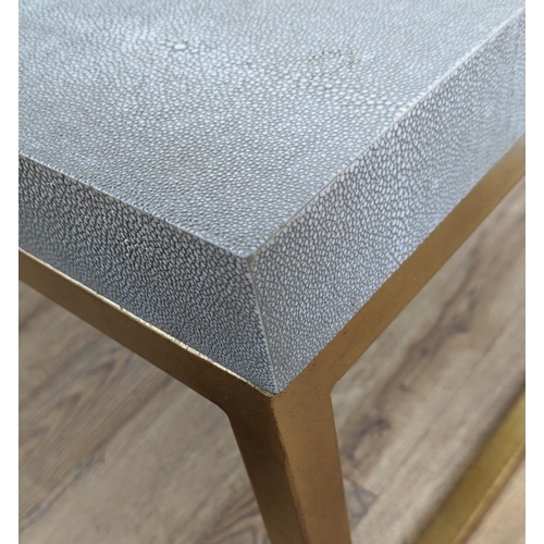 372 - OKA COFFEE TABLE, 120cm W x 51cm D x 40cm H, faux shagreen.