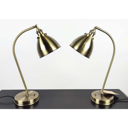 376 - DESK LAMPS, a pair, gilt metal, 61cm H at tallest. (2)