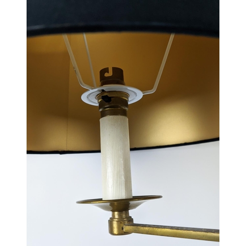 379 - FLOOR READING LAMP, 164cm high, gilt metal adjustable, with shade.