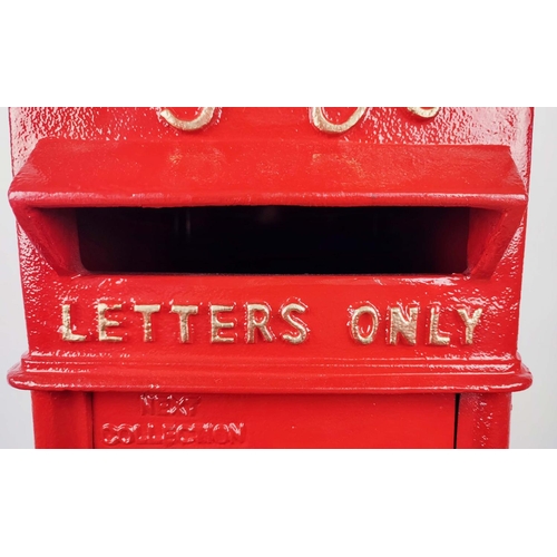 387 - REPRODUCTION GEORGIAN STYLE POST BOX, painted metal lockable with two keys, keys in office, 27.5cm W... 