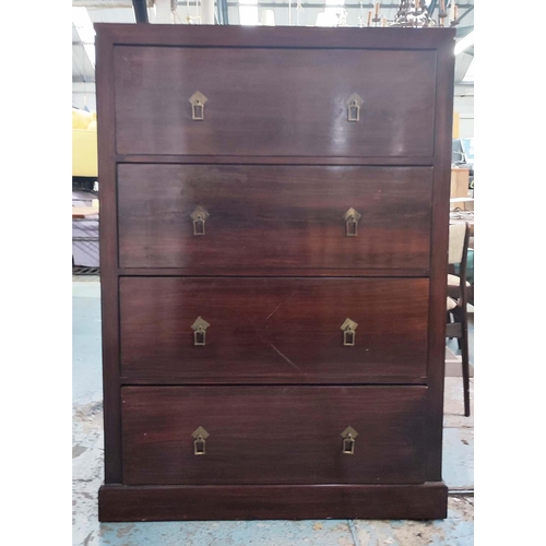 401 - CHEST OF DRAWERS, four with Oriental style handles, 55cm x 92cm x 134cm.